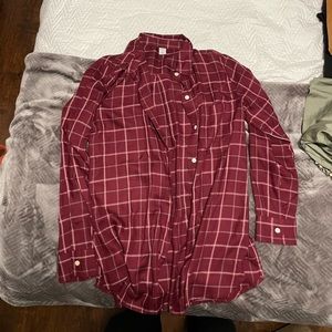 burgundy flannel like shirt